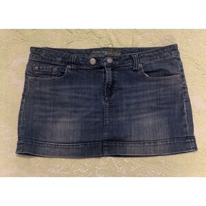 Vintage Y2K American Eagle Skirt Womens 14 Low Rise Micro Mini Denim Medium Wash